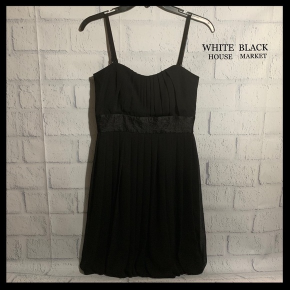 White HOUSE BLACK MARKET Pleated Bubble Dress - Picture 1 of 6